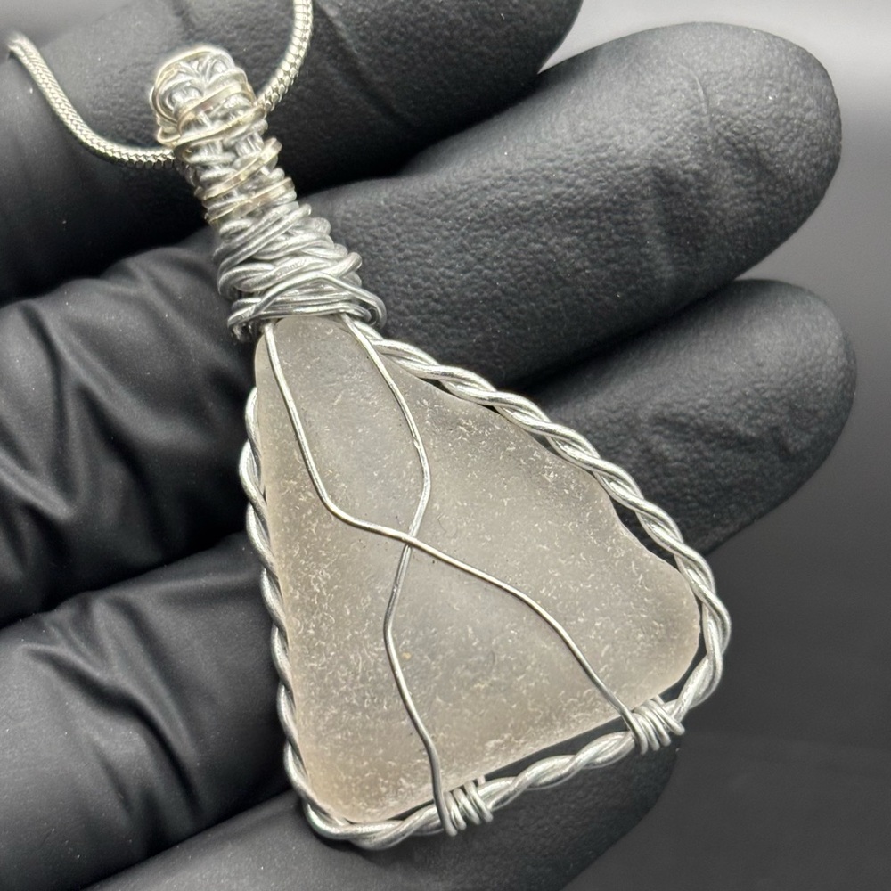 Handcrafted Wire-Wrapped Beach Glass Pendant